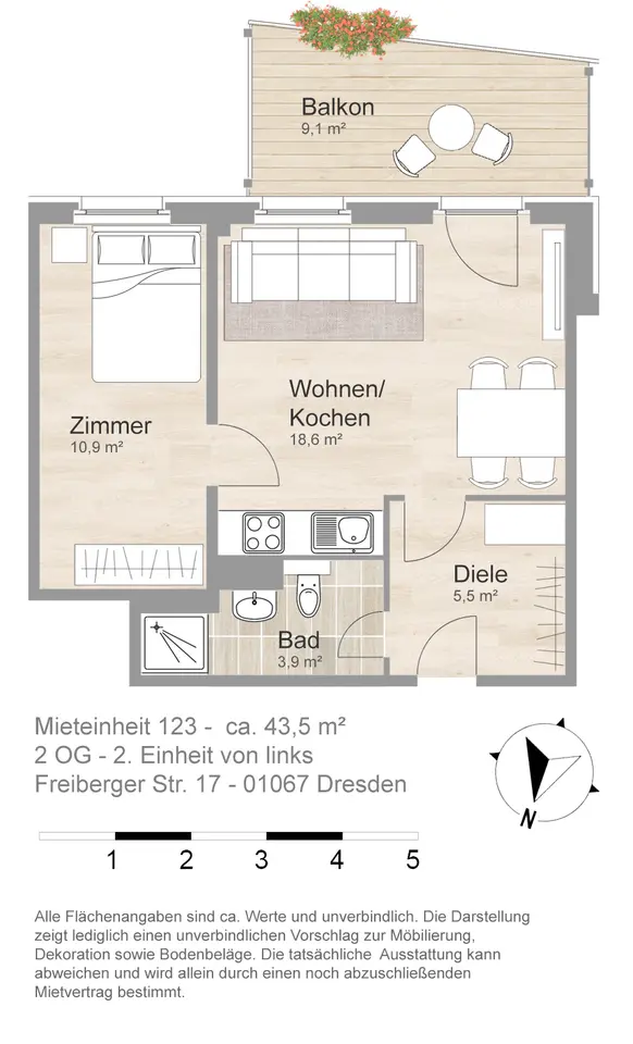 2 Zimmer Wohnung mit 43 m² in Dresden – Bild 9