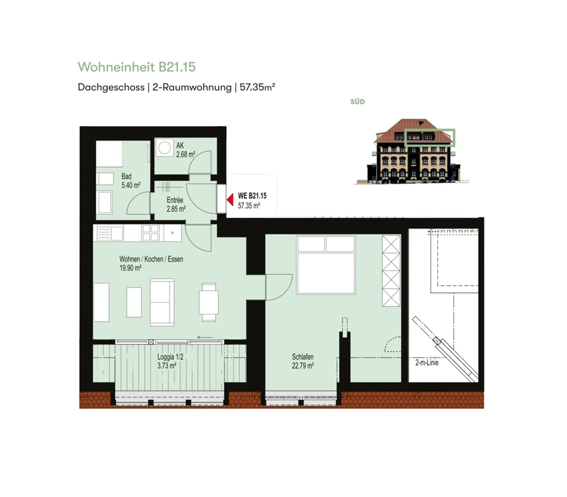 2 Zimmer Wohnung mit 57 m² in Leipzig – Bild 2