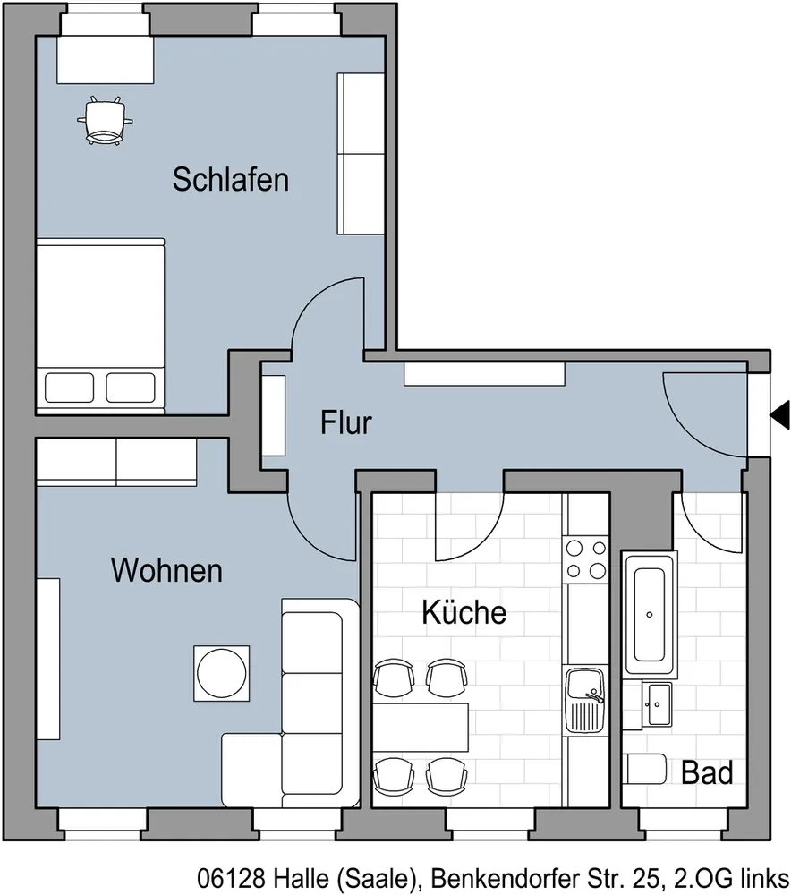2 Zimmer Wohnung mit 58 m² in Halle (Saale) – Bild 2
