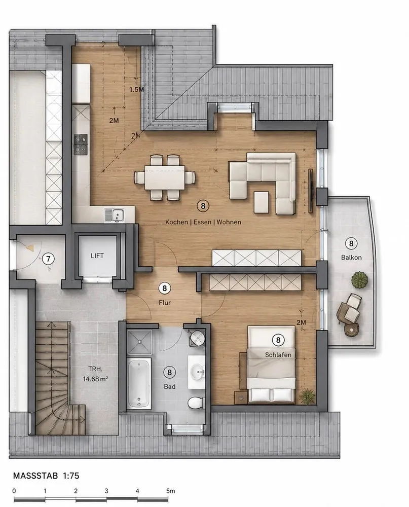 2 room apartment with 66 m² in Fürstenfeldbruck – Photo 2
