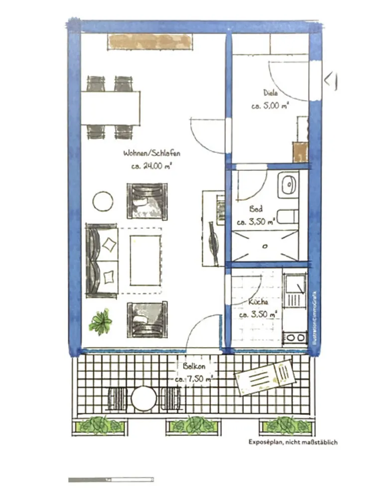 1 Zimmer Wohnung mit 40 m² in Wiesbaden – Bild 1