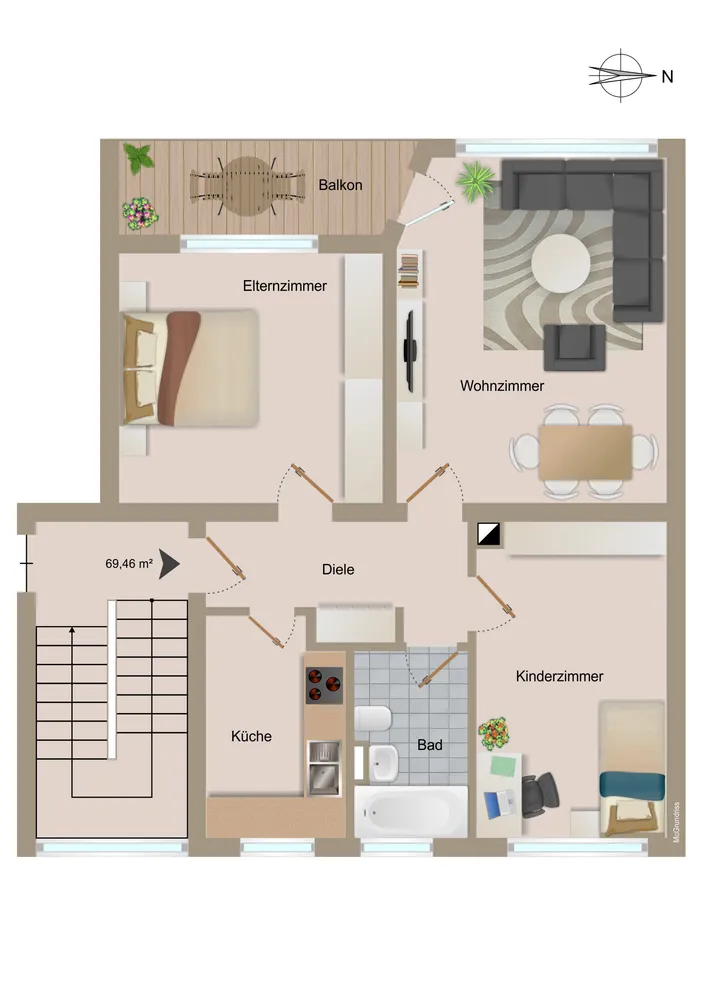 3 Zimmer Wohnung mit 69 m² in Duisburg – Bild 7