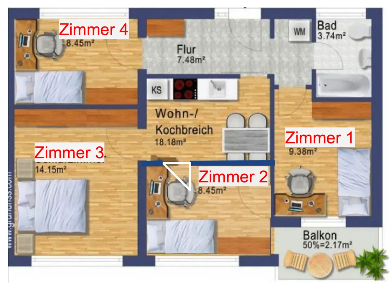 WG-Zimmer mit 10 m² in München – Bild 7