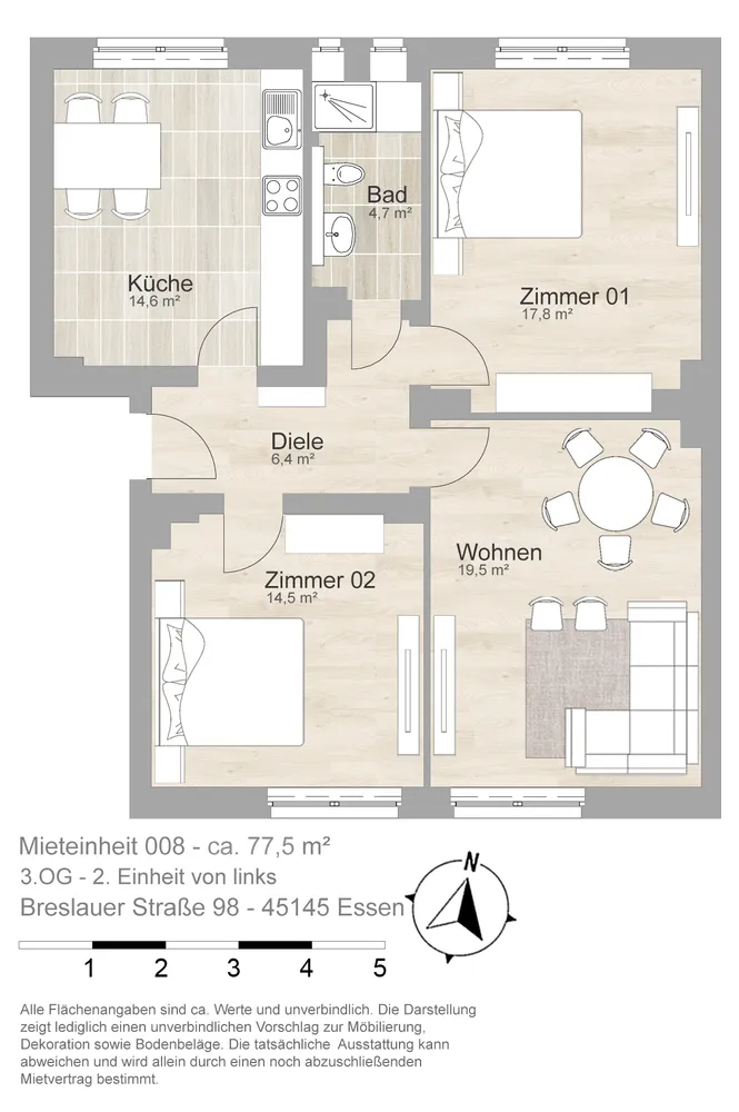 3 Zimmer Wohnung mit 78 m² in Essen – Bild 3