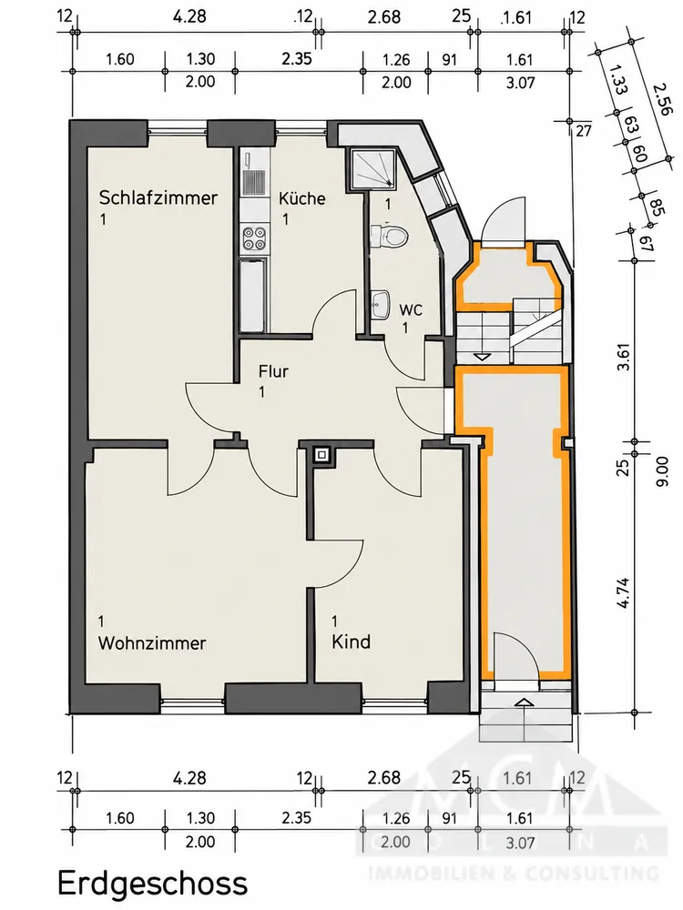3 room apartment with 70 m² in Frankfurt am Main – Photo 4