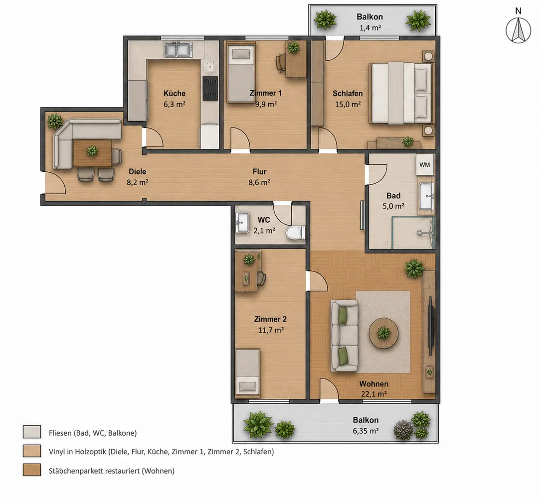 4 Zimmer Wohnung mit 93 m² in Germering – Bild 1