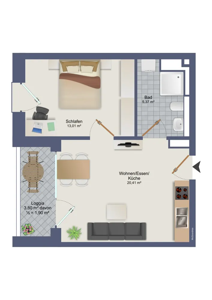 2 Zimmer Wohnung mit 41 m² in Ettlingen – Bild 5