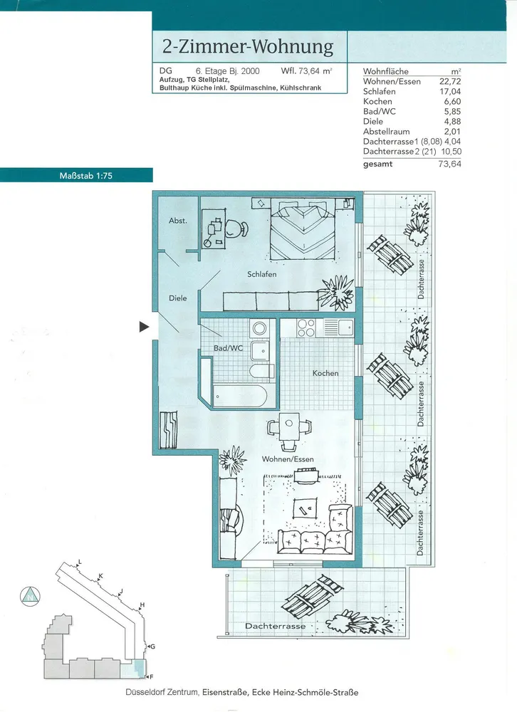 2 room apartment with 74 m² in Düsseldorf – Photo 1