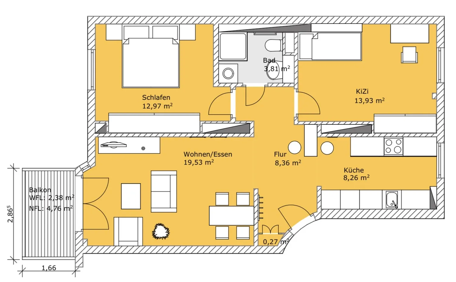 3 Zimmer Wohnung mit 69 m² in Hannover – Bild 1