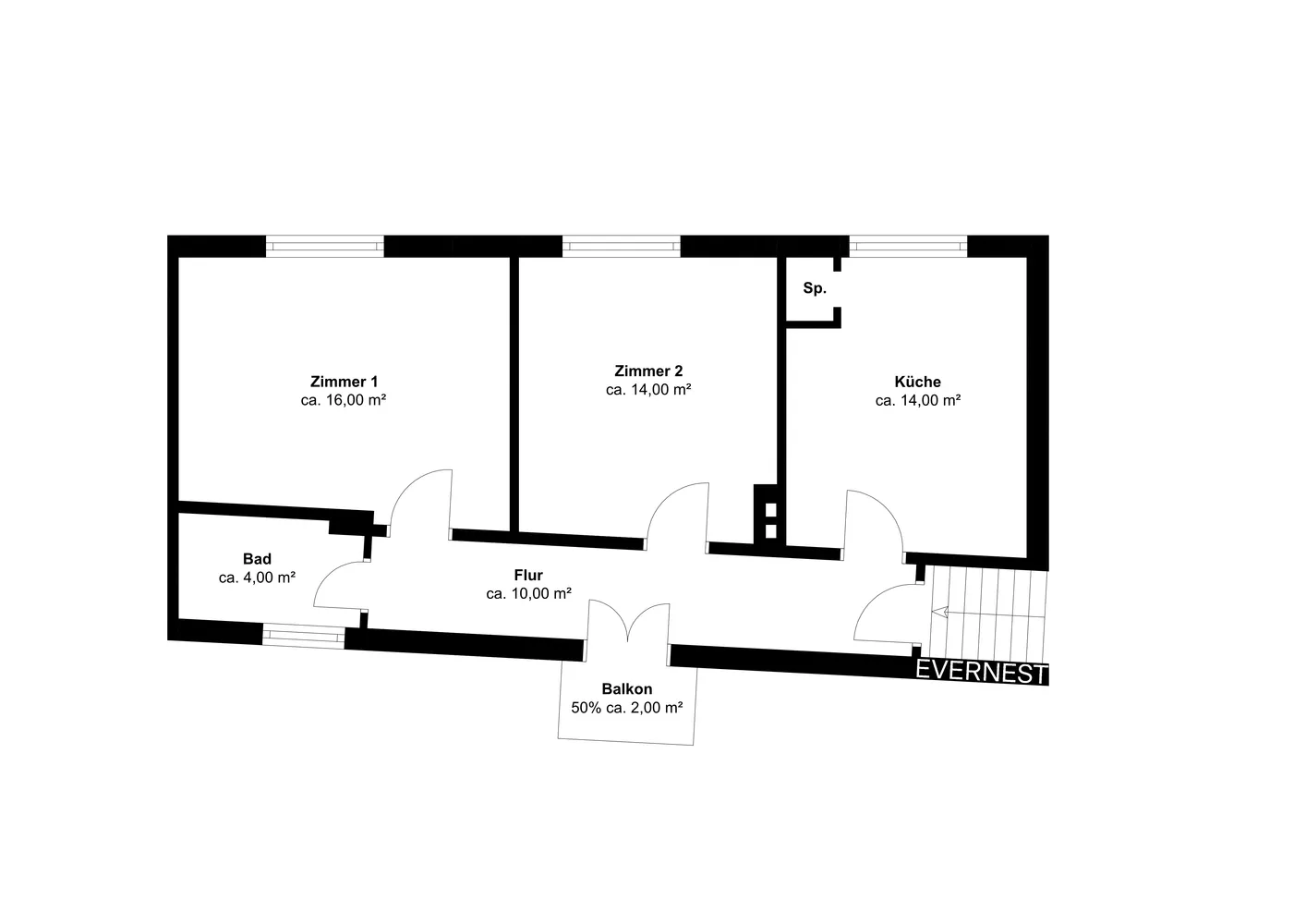 2 Zimmer Wohnung mit 57 m² in Köln – Bild 1