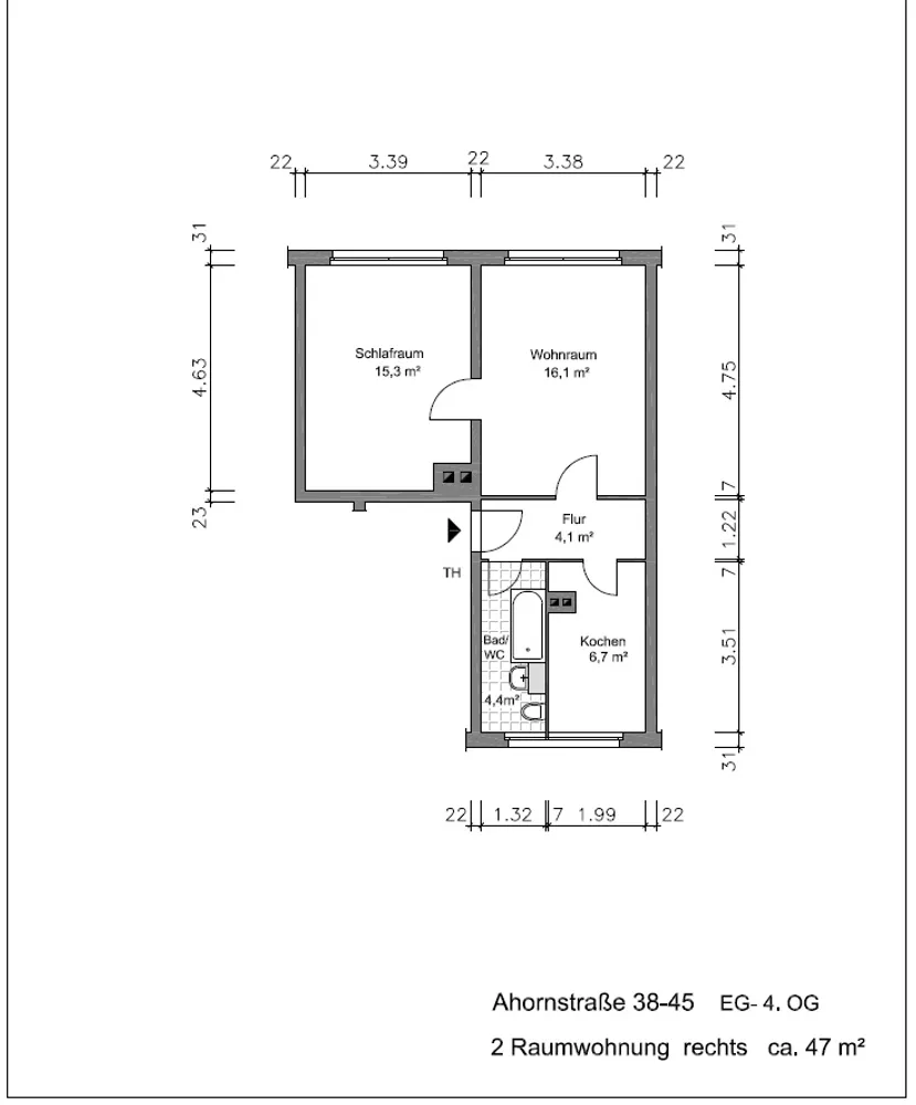 2 Zimmer Wohnung mit 47 m² in Altenburg – Bild 1