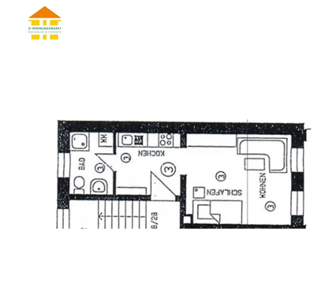 1 room apartment with 29 m² in Chemnitz – Photo 6