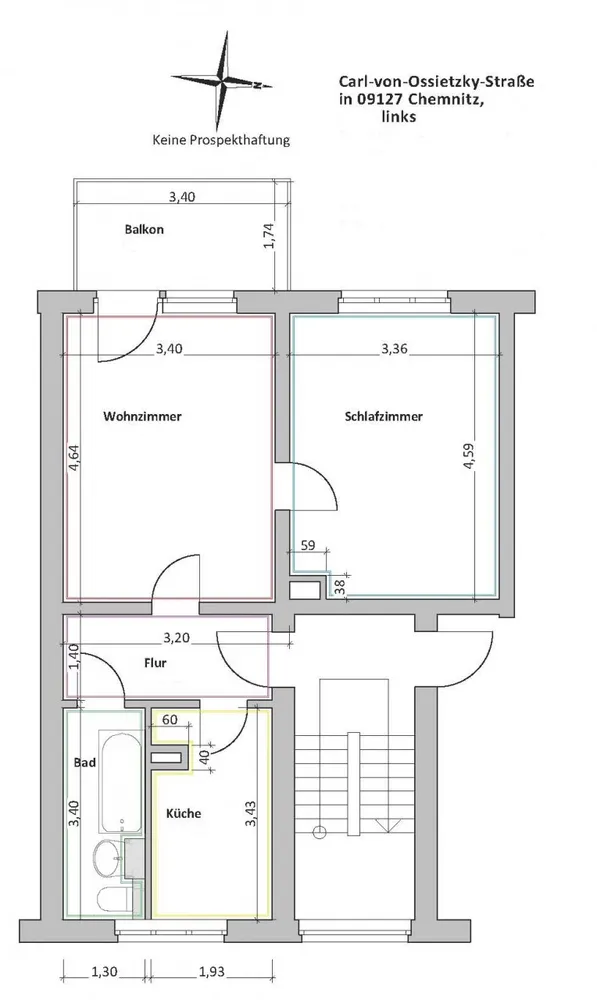 2 Zimmer Wohnung mit 50 m² in Chemnitz – Bild 2