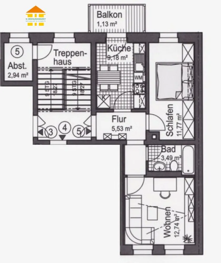 2 Zimmer Wohnung mit 44 m² in Chemnitz – Bild 7