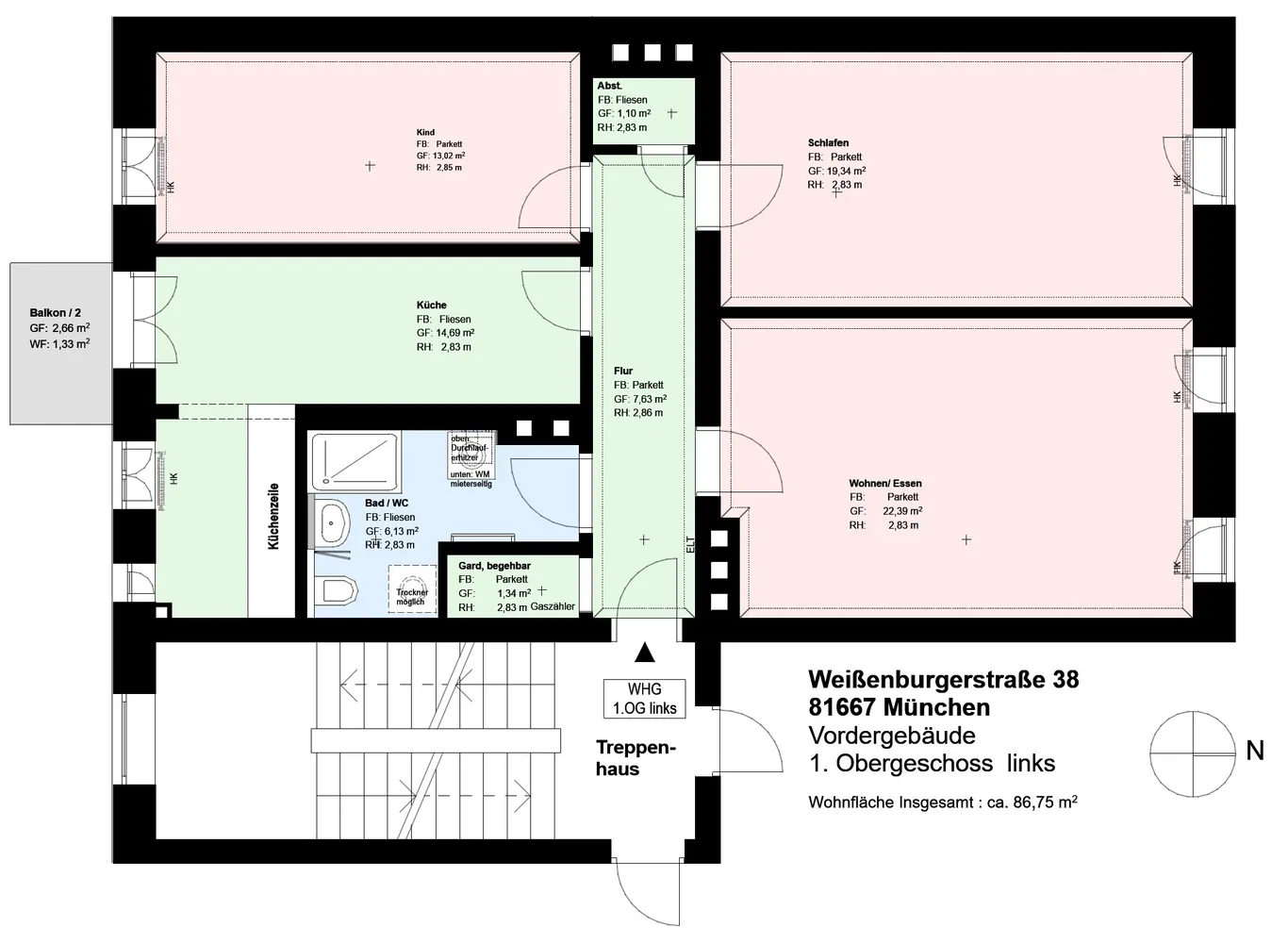 3 Zimmer Wohnung mit 87 m² in München – Bild 2