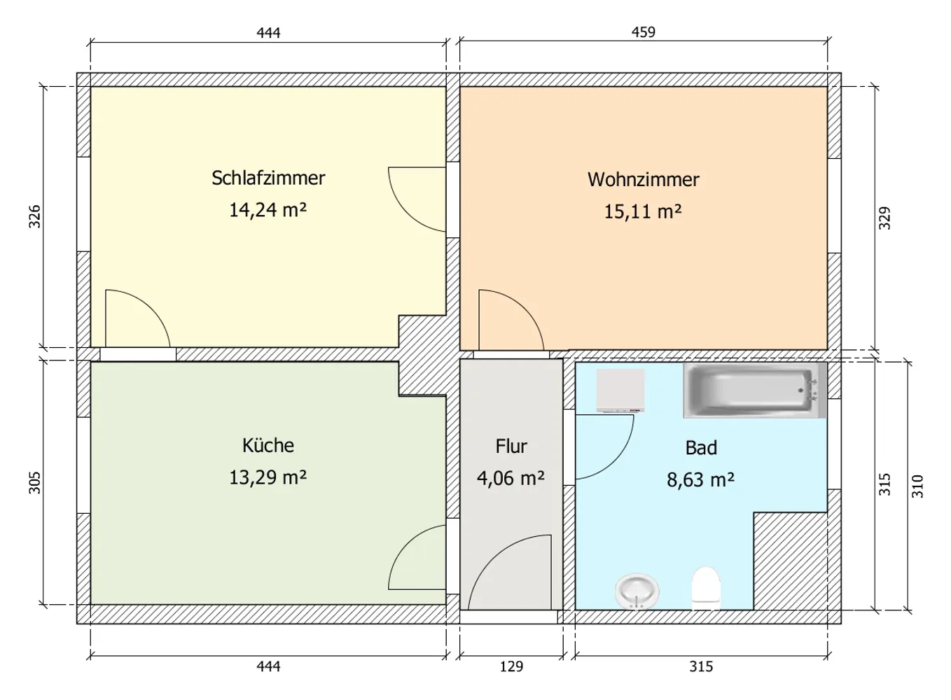 2 Zimmer Wohnung mit 55 m² in Mittweida – Bild 2