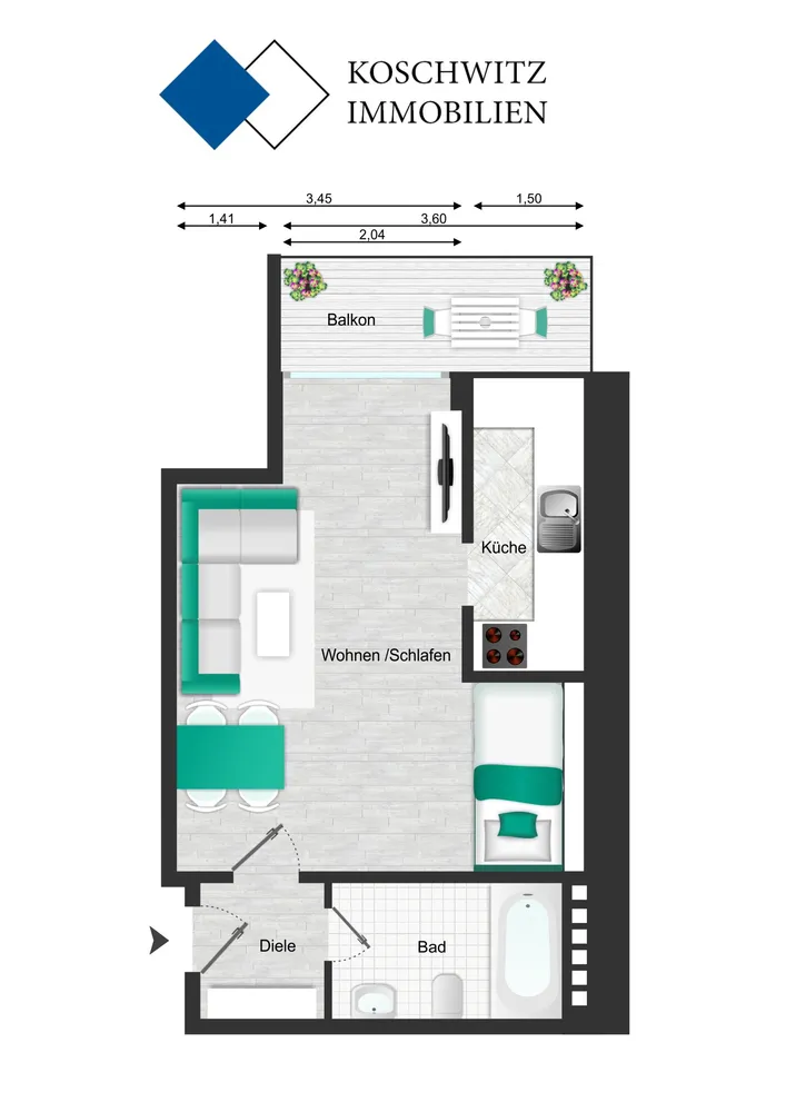1 Zimmer Wohnung mit 35 m² in Düsseldorf – Bild 11
