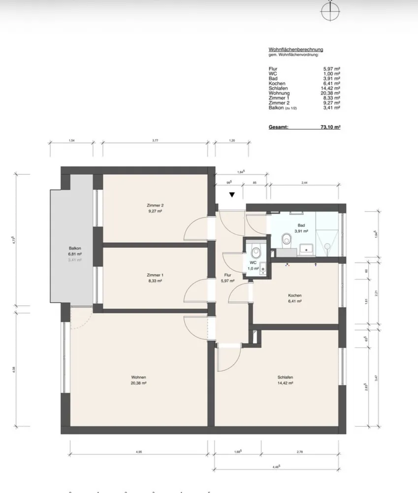 4 Zimmer Wohnung mit 73 m² in München – Bild 2