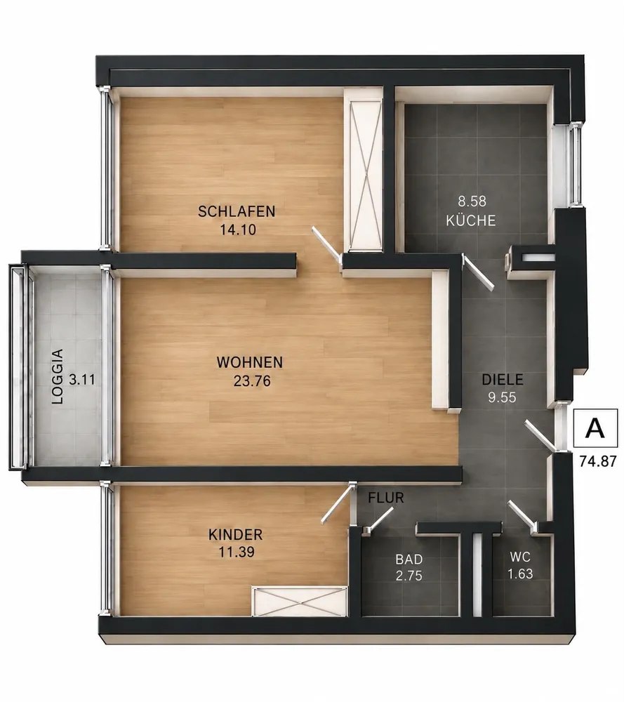 3 Zimmer Wohnung mit 75 m² in Neu-Ulm – Bild 1