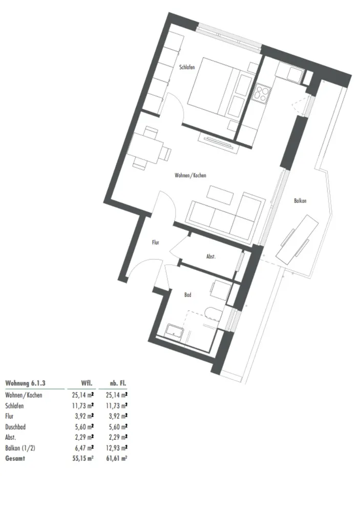 2 Zimmer Wohnung mit 55 m² in München – Bild 3
