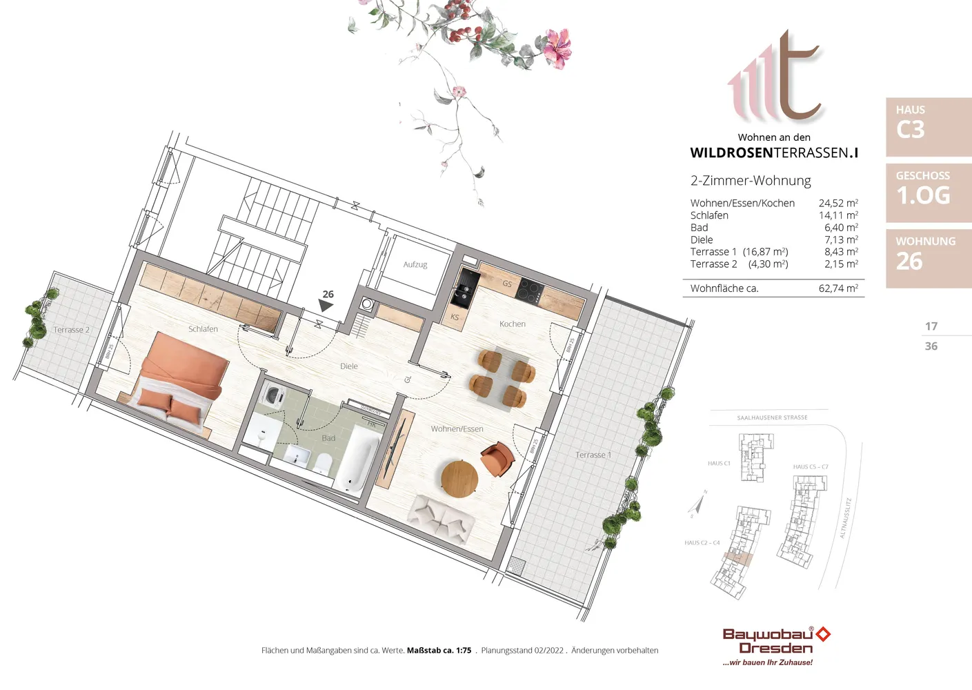 2 Zimmer Wohnung mit 63 m² in Dresden – Bild 1