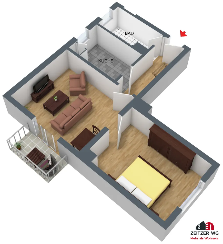 2 room apartment with 50 m² in Zeitz – Photo 1