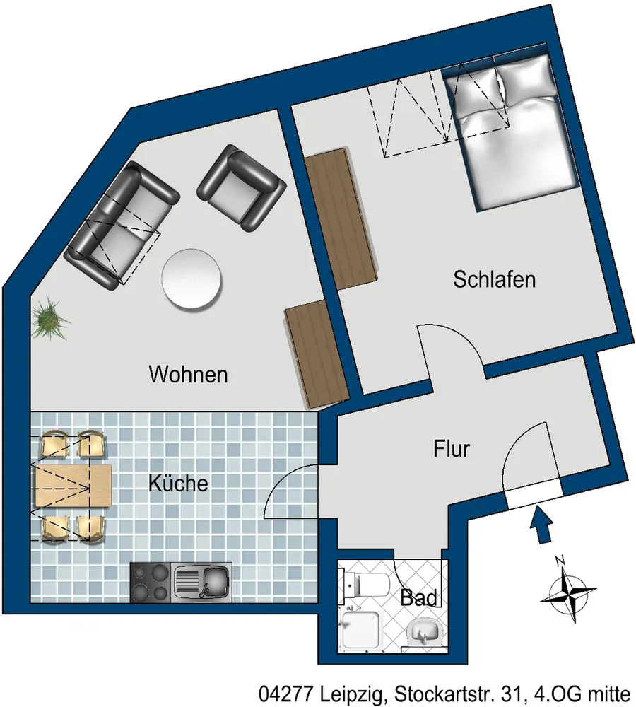 2 Zimmer Wohnung mit 49 m² in Leipzig – Bild 2