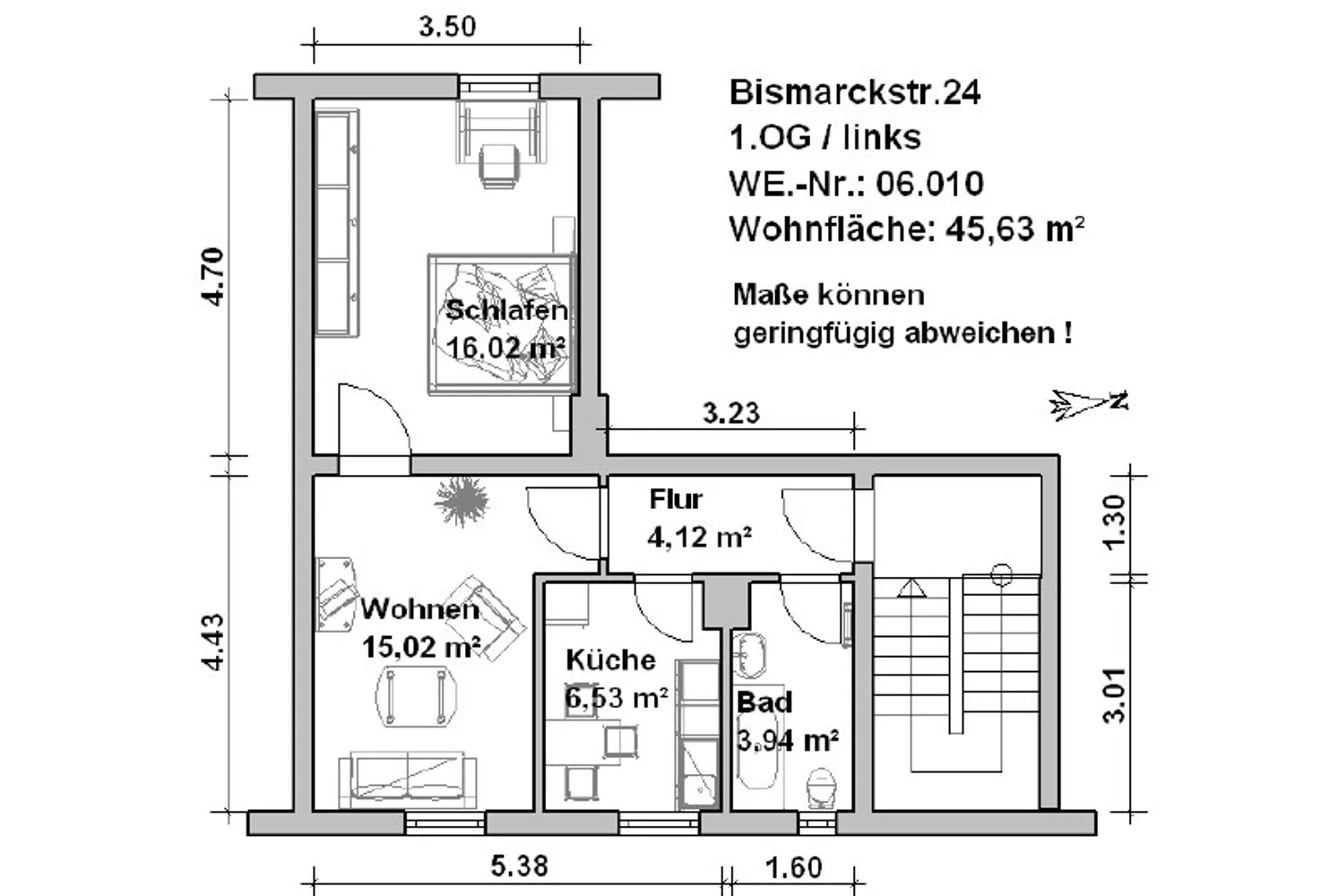 2 Zimmer Wohnung mit 46 m² in Minden – Bild 8