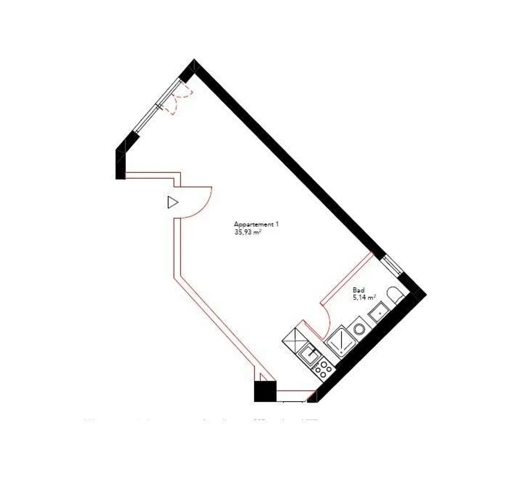 1 Zimmer Wohnung mit 41 m² in Augsburg – Bild 3