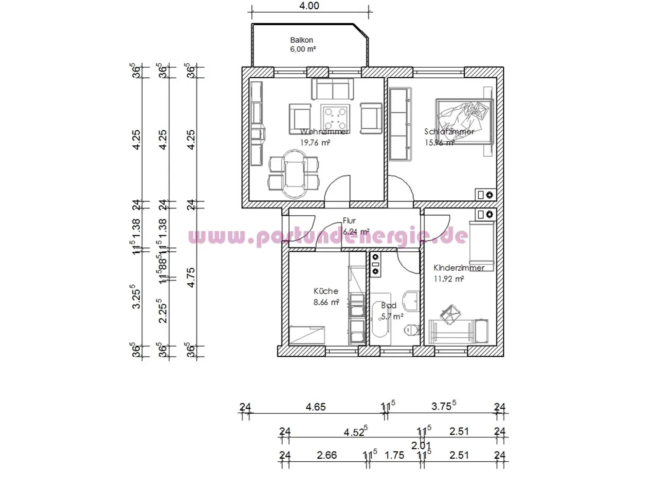 3 Zimmer Wohnung mit 70 m² in Magdeburg – Bild 2