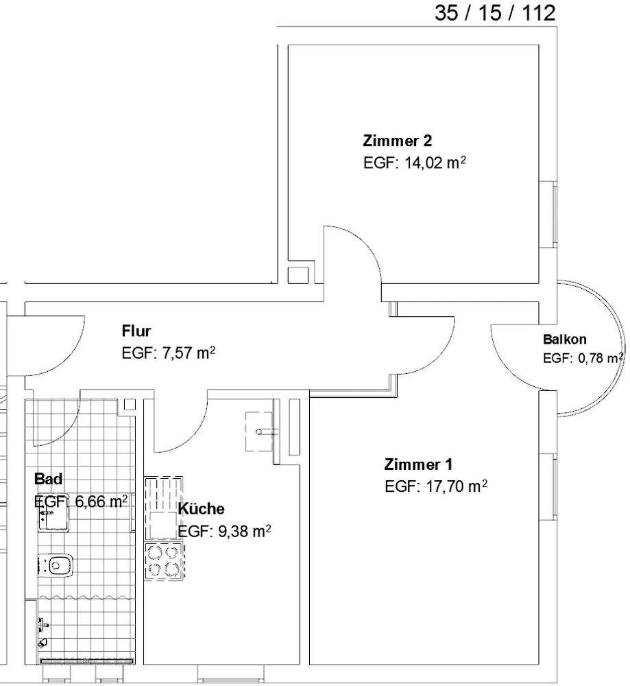 2 Zimmer Wohnung mit 56 m² in Kassel – Bild 2