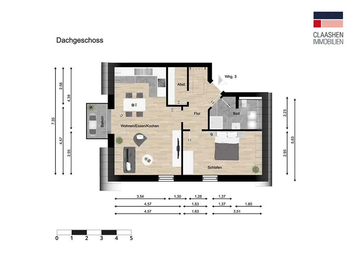 2 Zimmer Wohnung mit 55 m² in Norden – Bild 1