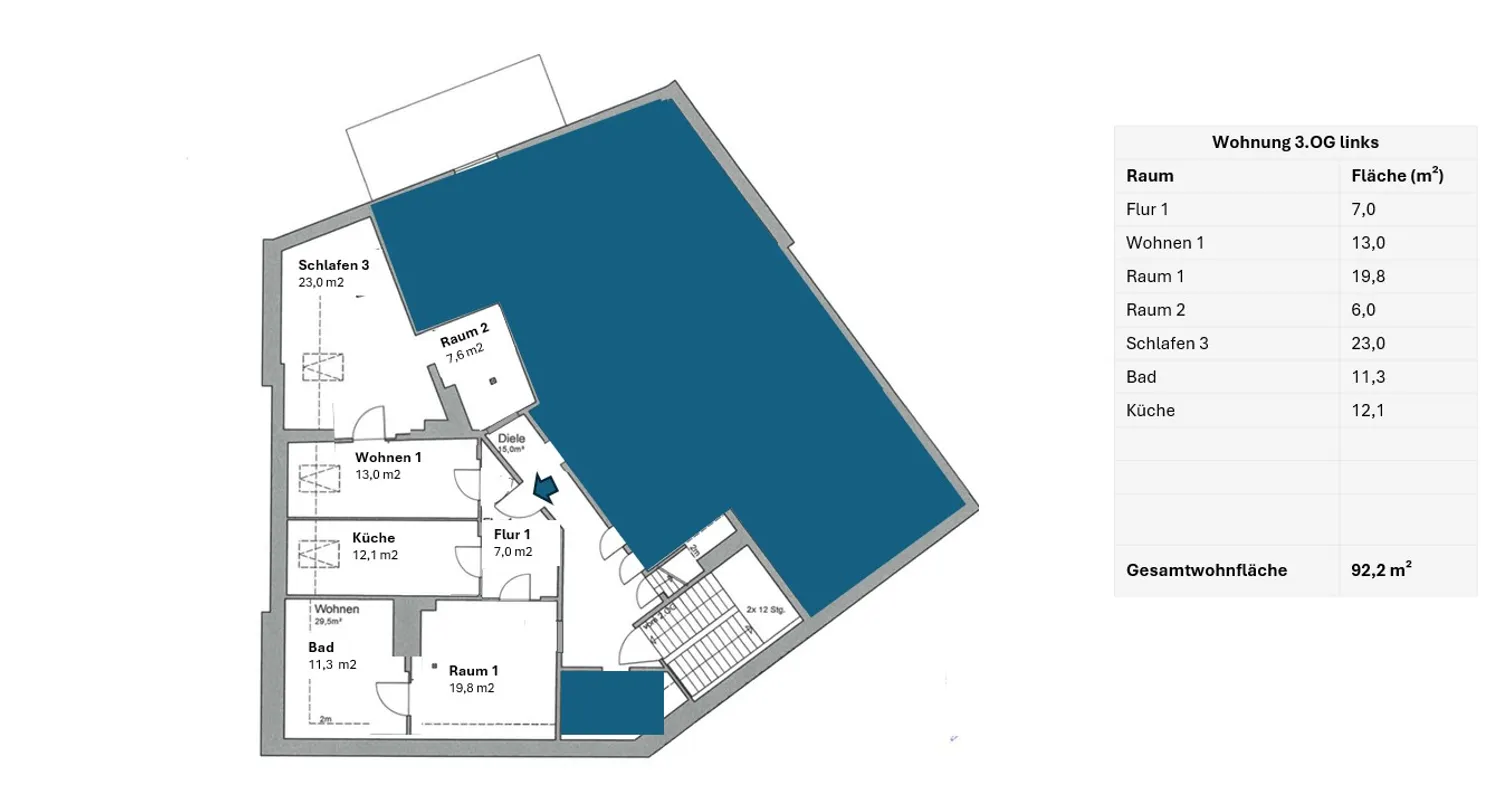 3 Zimmer Wohnung mit 92 m² in Braunschweig – Bild 3