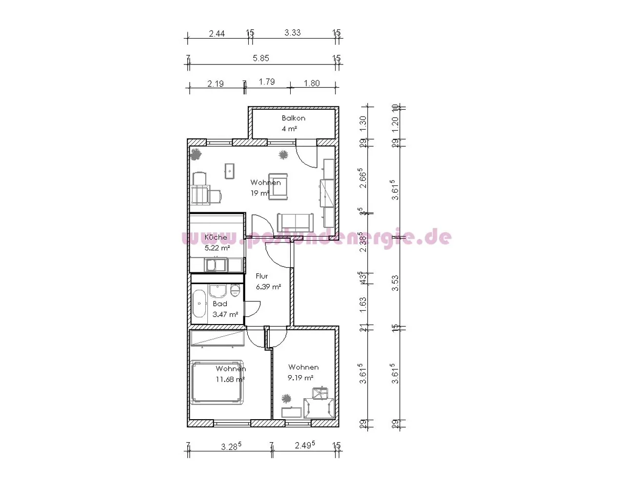 3 Zimmer Wohnung mit 56 m² in Magdeburg – Bild 2