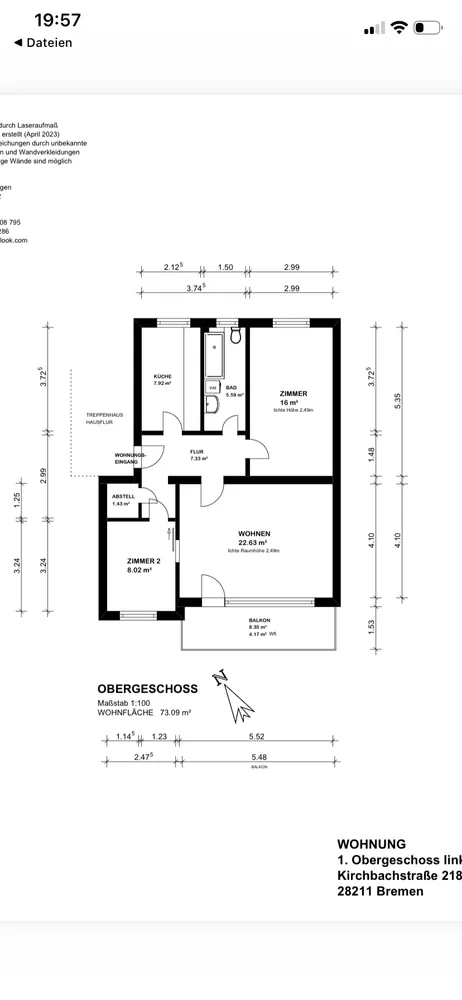 3 Zimmer Wohnung mit 72 m² in Bremen – Bild 7