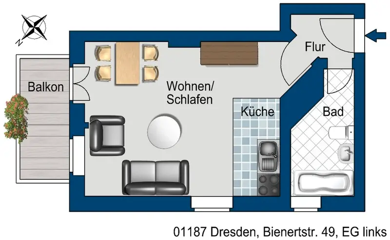 2 Zimmer Wohnung mit 30 m² in Dresden – Bild 8