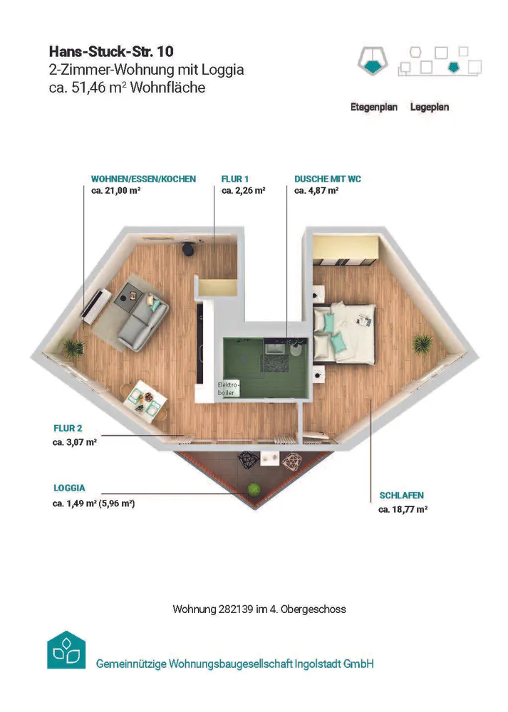 2 room apartment with 51 m² in Ingolstadt – Photo 9