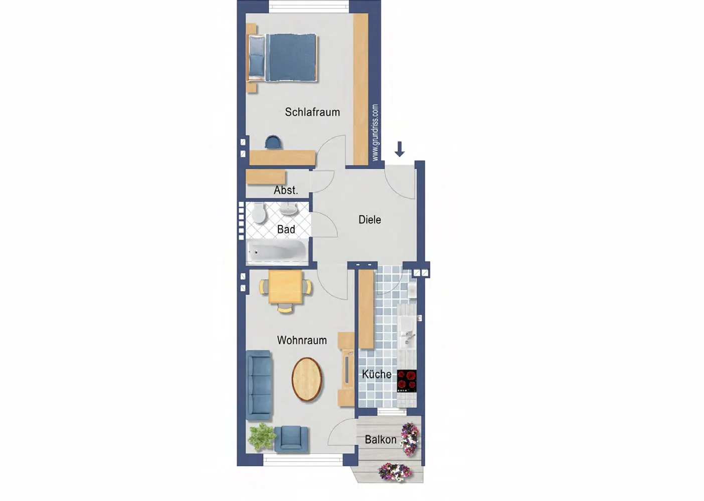2 Zimmer Wohnung mit 57 m² in Düsseldorf – Bild 1