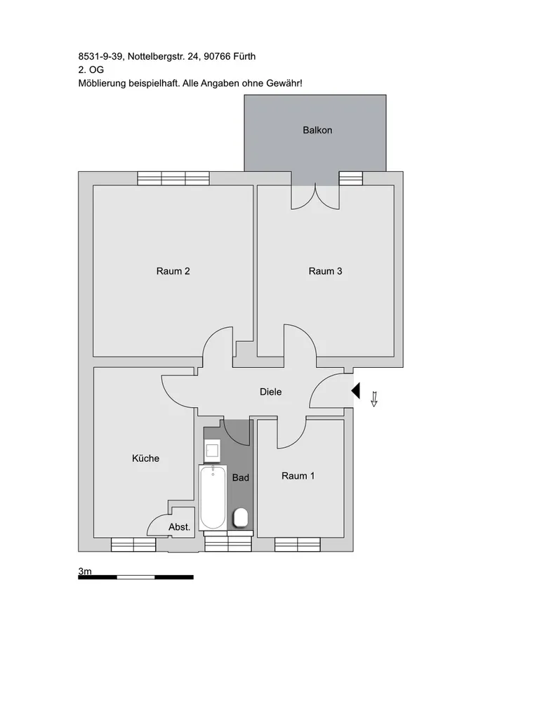 3 Zimmer Wohnung mit 65 m² in Fürth – Bild 1