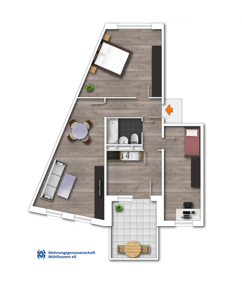 3 room apartment with 79 m² in Mühlhausen – Photo 10