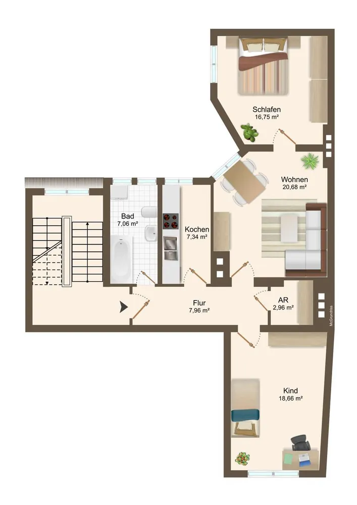 3 Zimmer Wohnung mit 82 m² in Halle (Saale) – Bild 1