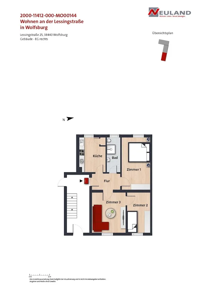 3 Zimmer Wohnung mit 58 m² in Wolfsburg – Bild 2
