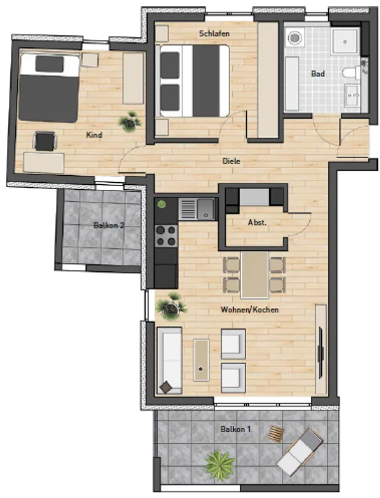 3 Zimmer Wohnung mit 84 m² in Augsburg – Bild 1