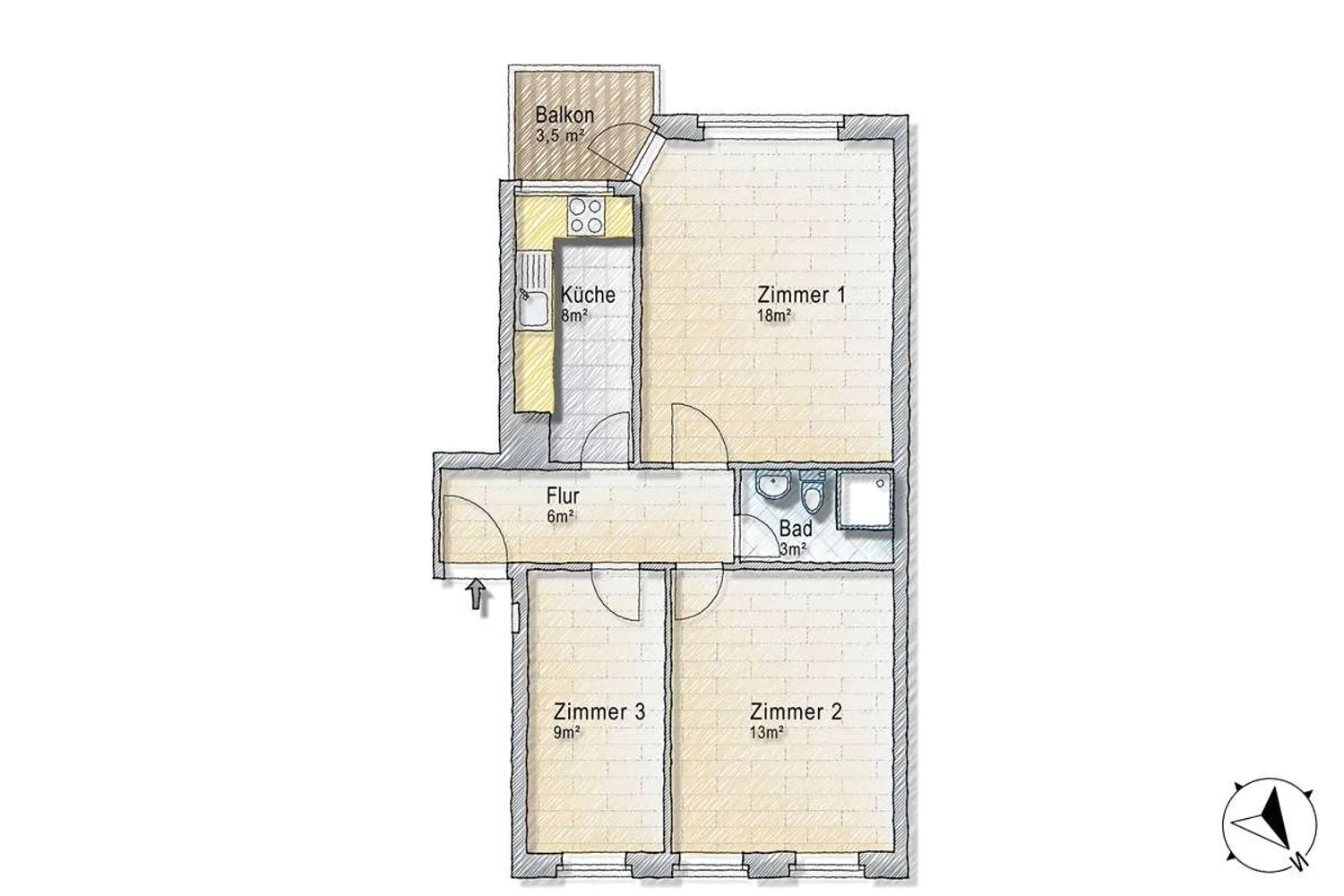3 Zimmer Wohnung mit 60 m² in Hamburg – Bild 9