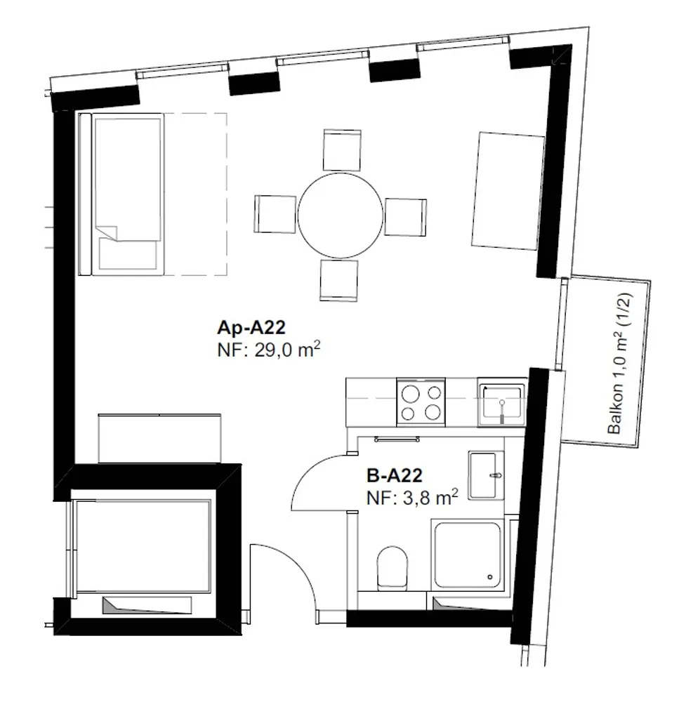 1 Zimmer Wohnung mit 33 m² in Augsburg – Bild 12