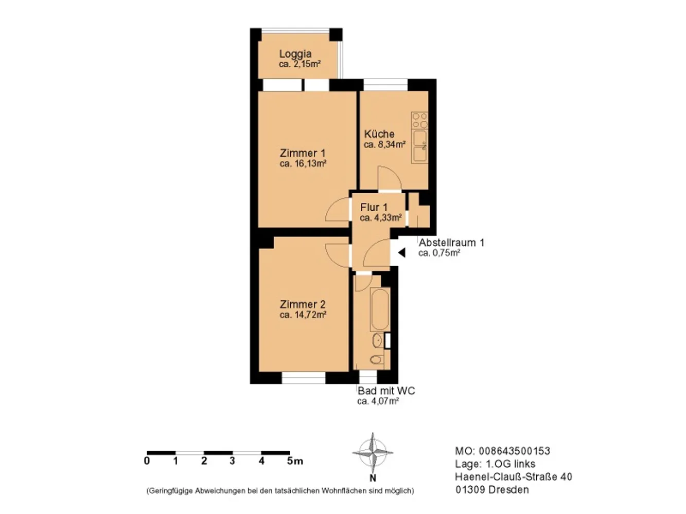 2 Zimmer Wohnung mit 54 m² in Dresden – Bild 1