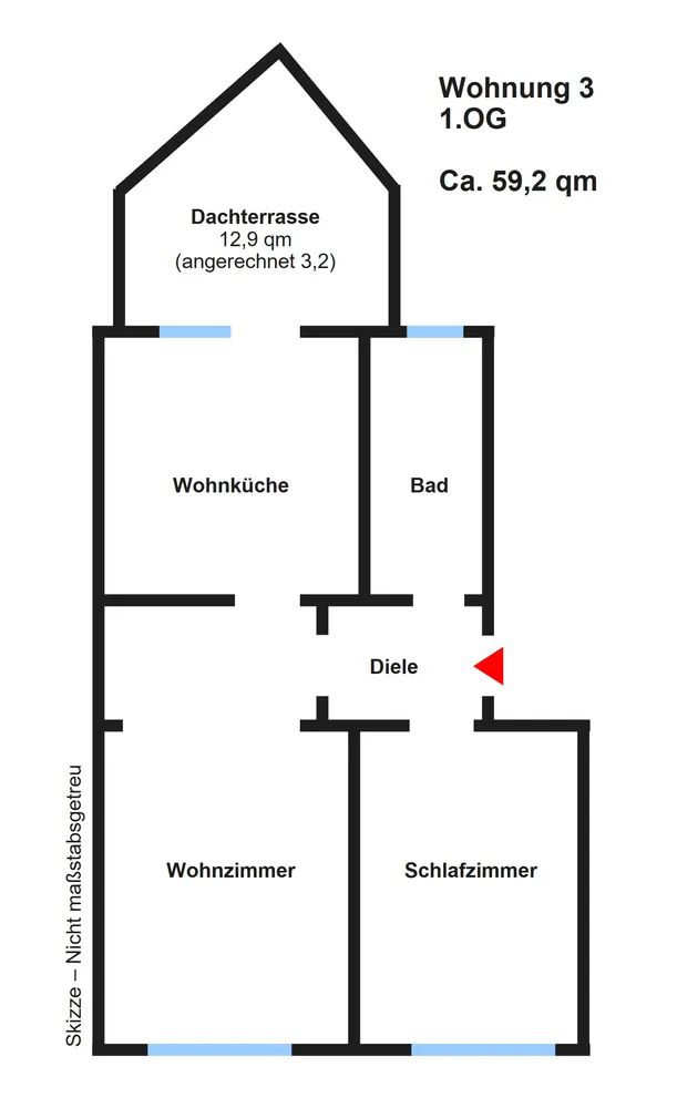 3 Zimmer Wohnung mit 59 m² in Bochum – Bild 2
