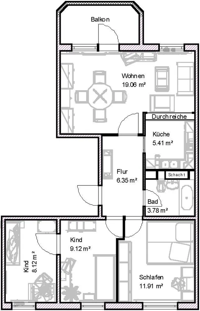4 room apartment with 65 m² in Magdeburg – Photo 2