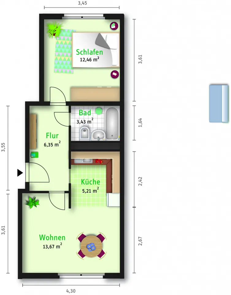 2 Zimmer Wohnung mit 42 m² in Halle (Saale) – Bild 5