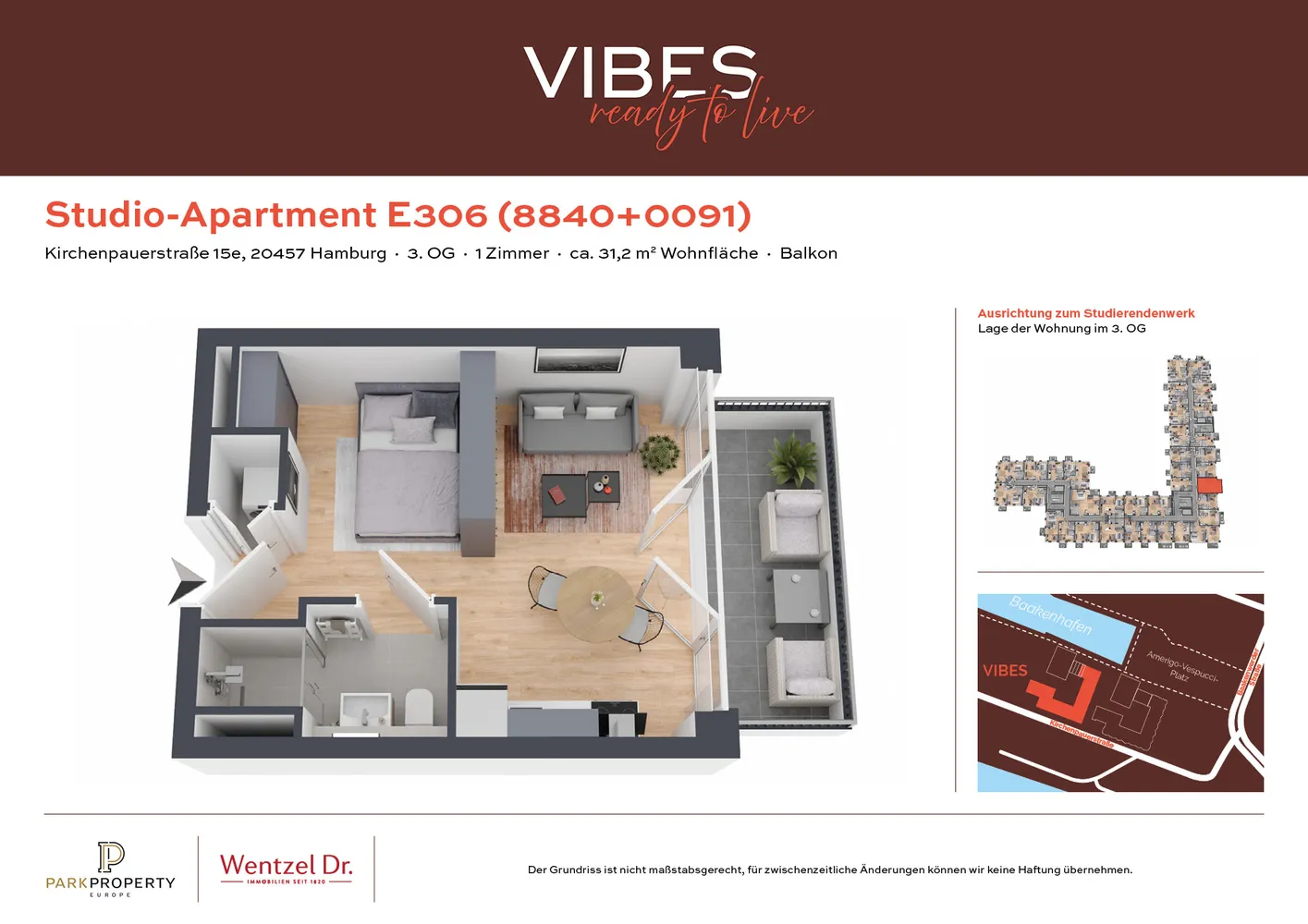 1 Zimmer Wohnung mit 31 m² in Hamburg – Bild 1